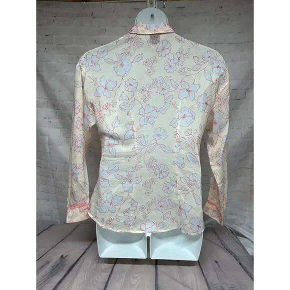 Forte Forte Womens Floral Long Sleeve Cotton Silk Voile Shirt Medium Italy Made - Picture 4 of 12